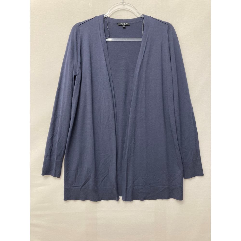 Lafayette 148 Cardigan Large Blue Open Front Lightweight Ultra Soft Preppy